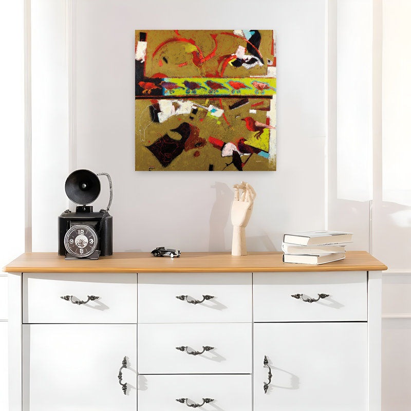 Art contemporain abstrait, direction gauche, H 18 po x l 18 po