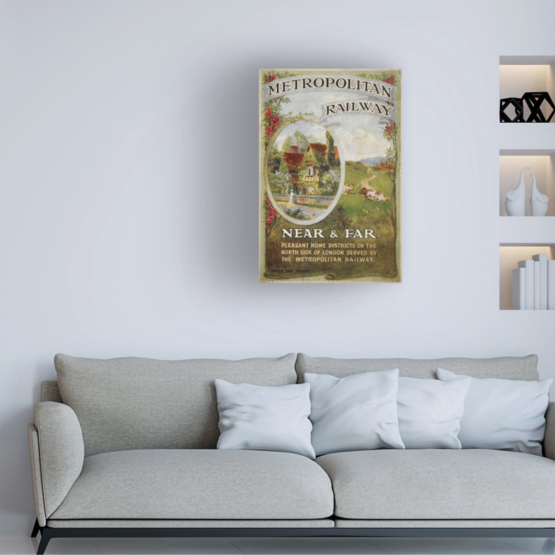 Inconnu, artiste en couleur Illustration montrant un chalet anglais et une campagne. Art sur toile, H 19 po x l 12 po