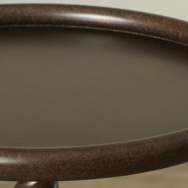 Cahill 12 in. W Metal Pedestal Base Side Table, Bronze