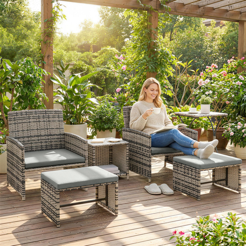Rattan Leisure Chair Set, Grey, Grey