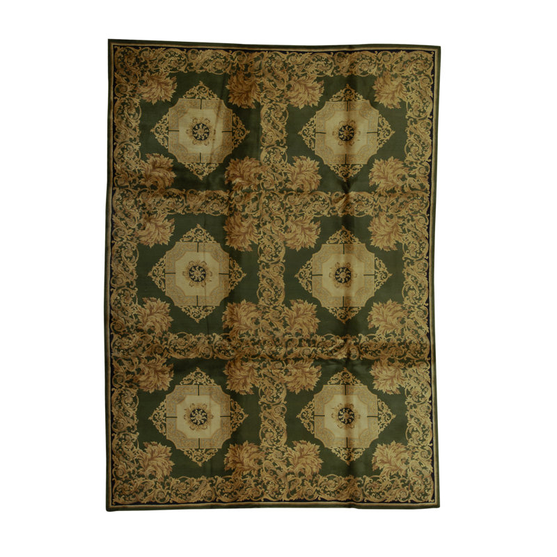 Hand-Knotted High-Quality Green Area Rug