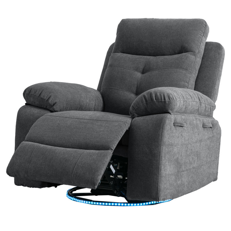 Fauteuil oscillant inclinable électrique avec haut-parleur pivotant à 270 degrés avec bras lumineux à DEL avec poches de rangement USB + port de charge de type C Repose-pieds escamotable à dossier réglable DG