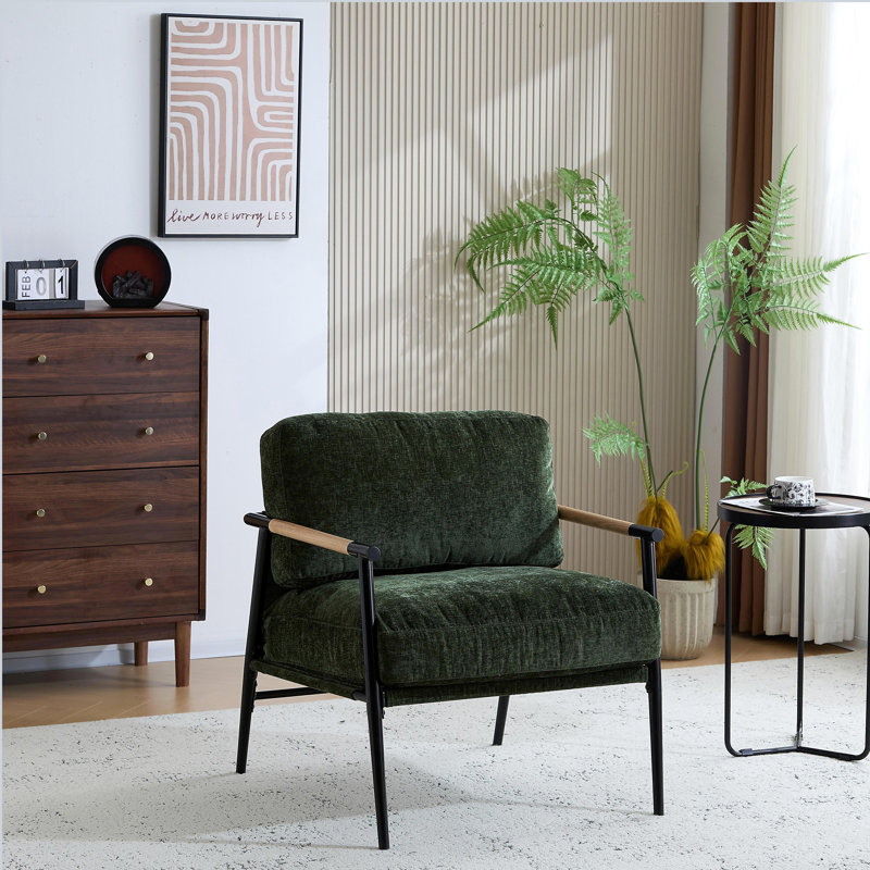 Chaise d'appoint moderne 27,56 po avec coussins moelleux, Vert
