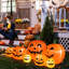 Ensemble de 7 citrouilles gonflables d'Halloween de 2,13 m avec lumières DEL intégrées, décor de jardin étanche pour pelouse et terrasse.