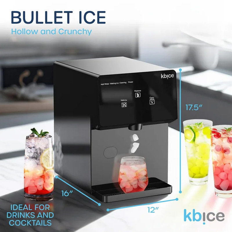 Portable Bullet Ice Maker, 24Lbs/24H, 10 Mins Fast Ice, Self-Dispensing Countertop Ice Machine with Self-Clean, Magnetic Drip Tray, Backlit LED, Dual Water Fill, 48dBA Quiet for Home/Bar/Office