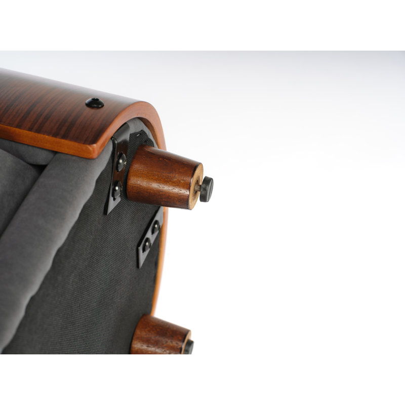 Chetanna Solid Wood Dog Bed with Bent Back & Cushion, Dark Grey, 9.84" H x 26.38" W x 16.14" D