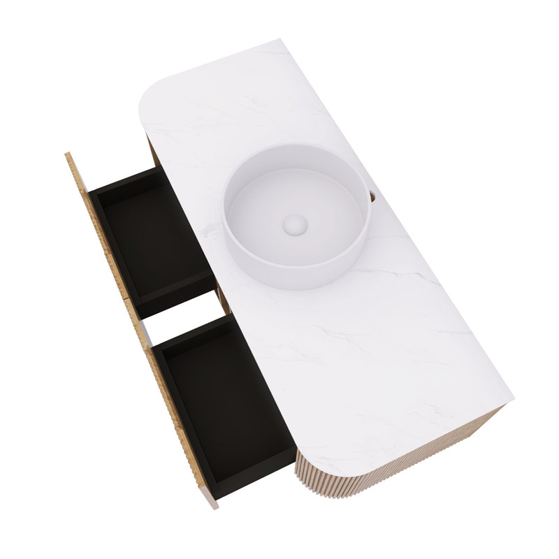 Meuble-lavabo mural 48 po Woodgrain, Naturel