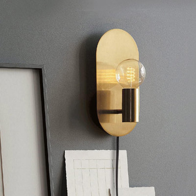 Applique murale moderne à brancher avec interrupteur marche / arrêt, luminaire Mid-Century en acier inoxydable brossé pour chambre à coucher, salon, salle de bain