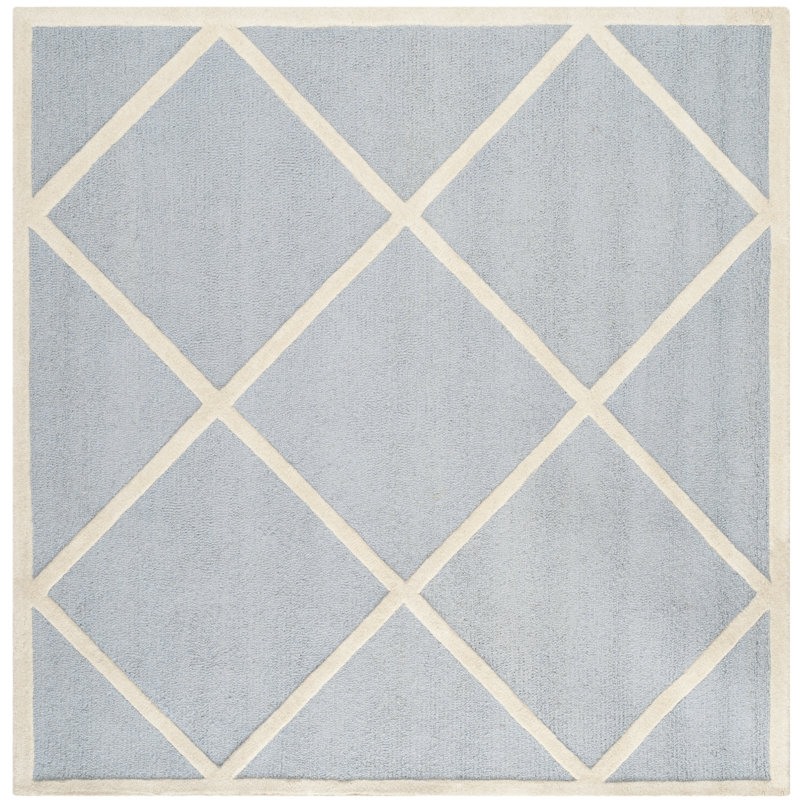 Sanyla Hand Tufted Wool Geometric Rug, Square 6'