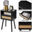 Table de chevet en rotin, table d'appoint avec tablette ouverte