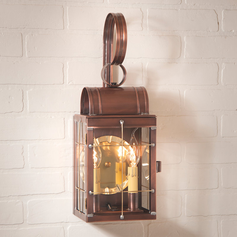 Lanterne murale d'extérieur 2 lumières Kincaid, Cuivre antique
