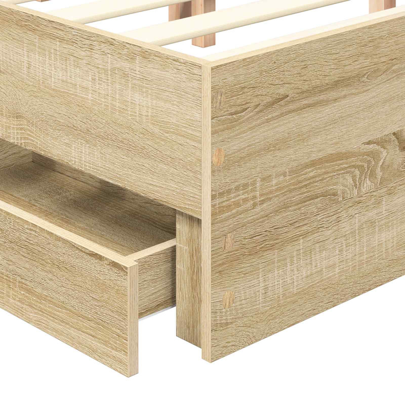  Bed Frame With Drawer Concrete Grey 200 X 200 Cm Engineer Wood, Sonoma Oak, European Kingsize (160 x 200 cm)