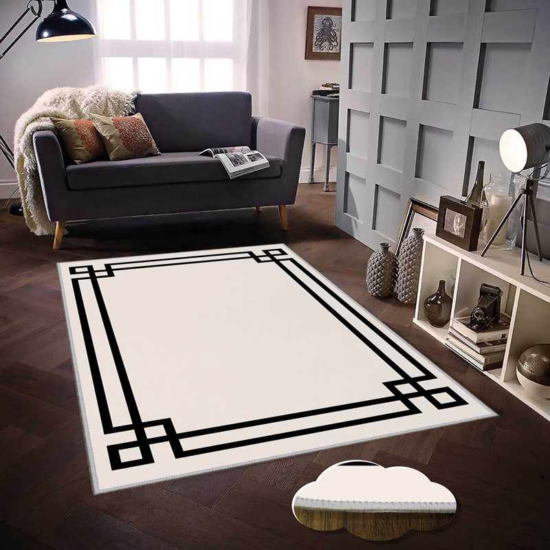Stylish Hall Carpet (3.3 x 6.6 ft), 100% Polyester, 0.3 in Pile Height | Antibacterial, Non-Slip PVC Felt Dot Underside | Machine Washable, 3D Digital Print, Durable & Easy to Clean | Perfect for Entryway & Living Areas