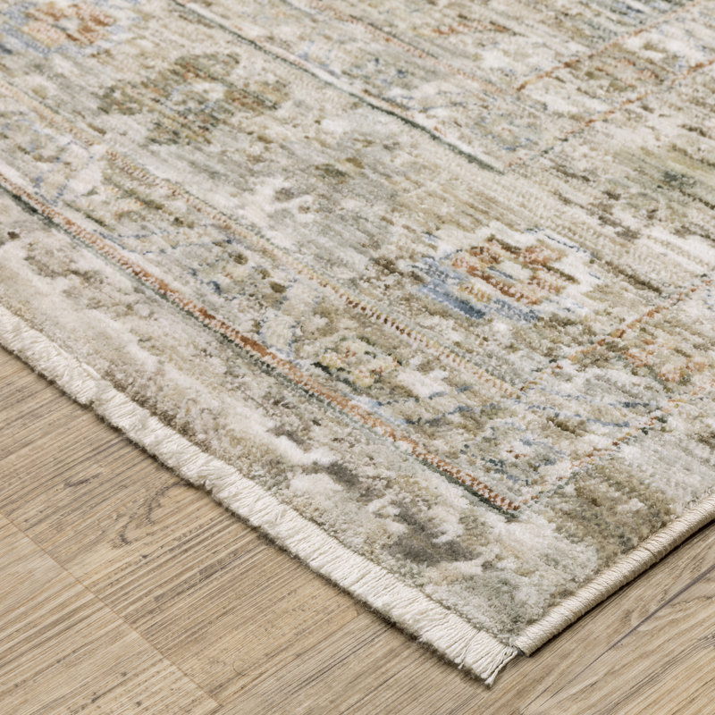 Tapis beige / gris Kuebler, Rectangle 6 pi 7 po x 9 pi 10 po