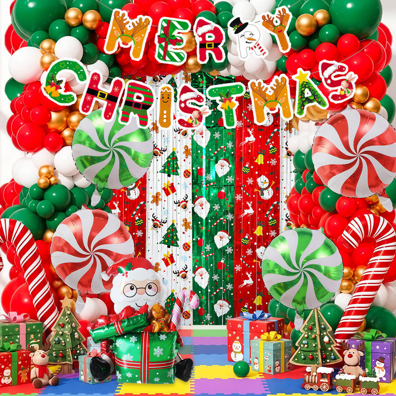 95Pcs Christmas Balloon Garland Tinsel Curtain Supplies for Christmas Birtheday Patry Decorations