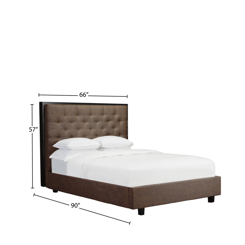 Lit plateforme en tissu d’ameublement, Caramel, Grand