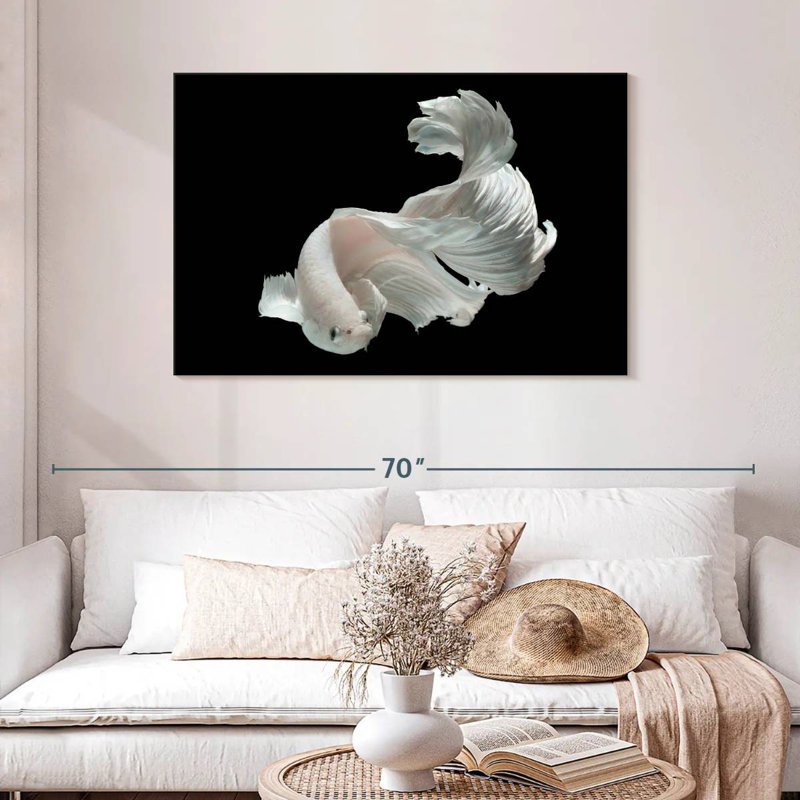 Brampt White Betta Fish, 30" H x 45" W