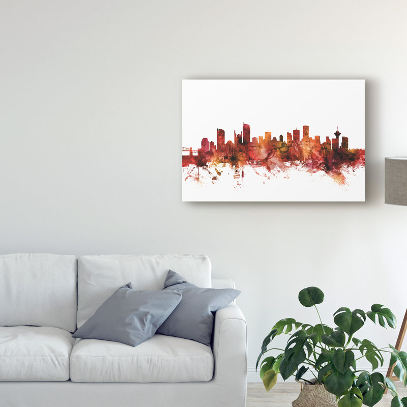 « vancouver canada horizon red », impression sur toile tendue, H 30 po x l 47 po x P 2 po