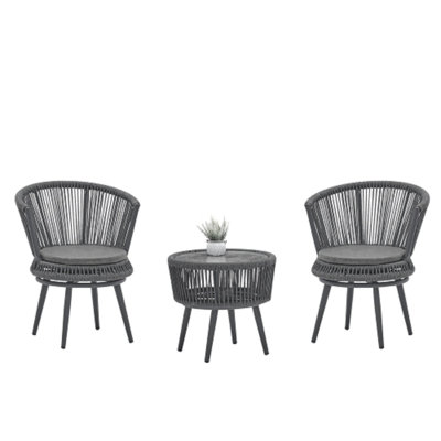 Ensemble de conversation en osier / rotin pour 2 personnes avec coussins