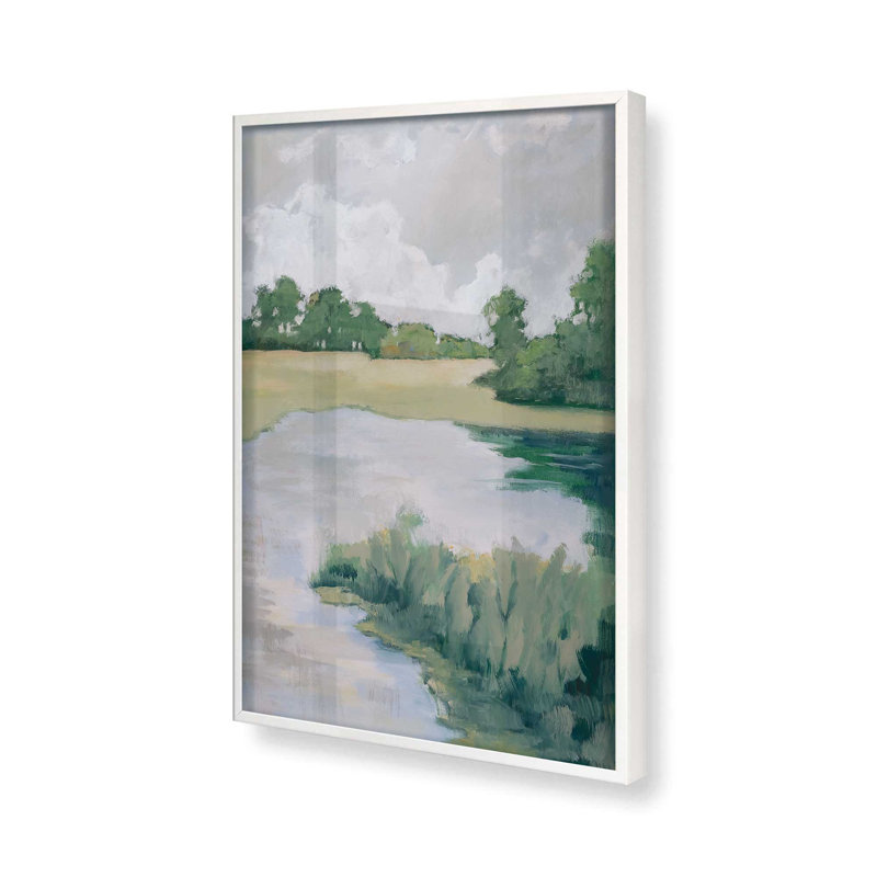 Peaceful Riverside View II Print, 21" H x 17" W, White