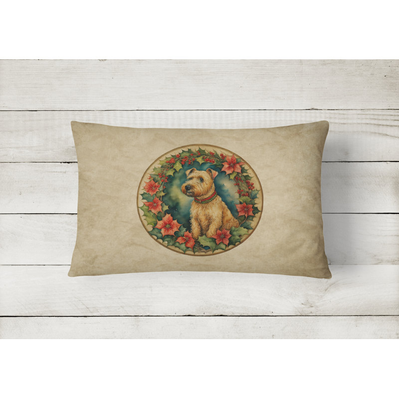 Coussin Christmas, 12 po x 16 po, Rectangulaire, Terrier gallois
