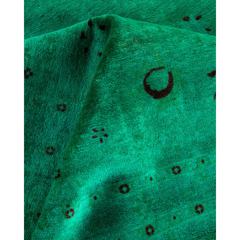 Tapis vert / noir unique 12 pi 3 po x 15 pi 6 po Aliya Aliya