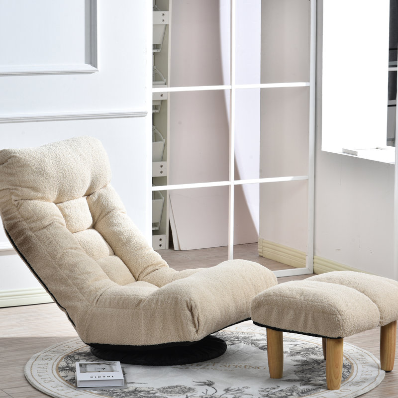 Lazy For's Relaxation - Fauteuil inclinable japonais avec design ergonomique, 3 sections de dossier réglables, siège à ressorts intégré, dossiers de conversation de balcon de couleur blanche et 14 appuis-tête, conception confortable