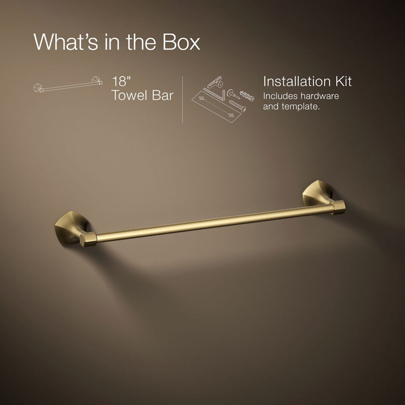 Occasion Towel Bar, Vibrant Brushed Moderne Brass, 2.31" H x 18" W x 3.5" D