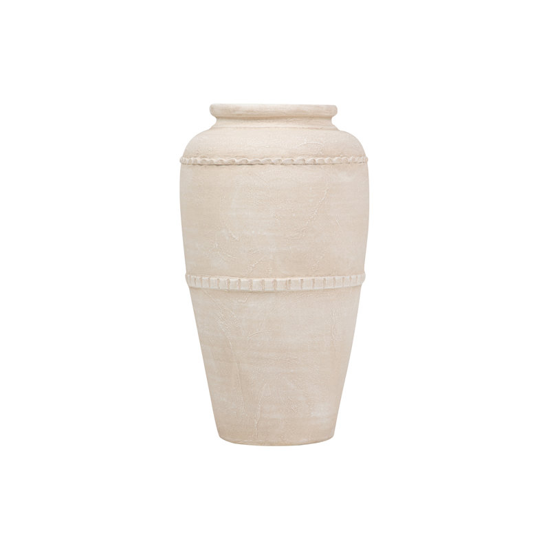 CERAMIC VASE 27X27 CM, Overall Height- 60cm, Beige