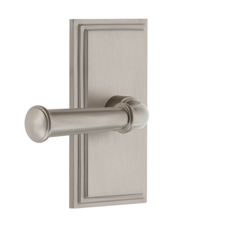 Grandeur Carré Plate Privacy Georgetown Lever, Satin Nickel, 2 3/4"