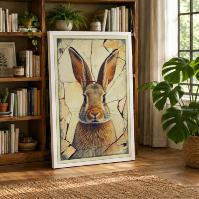 Formal Rabbit Study Japandi - Wrapped Canvas