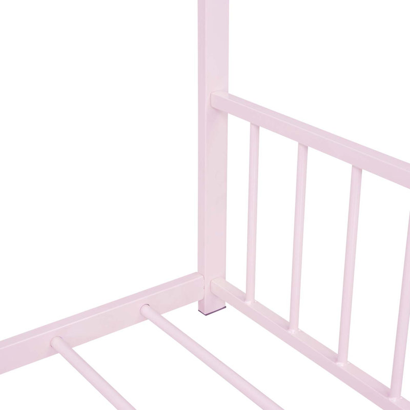 Lit double pleine grandeur en métal, rose, Lit double, Rose