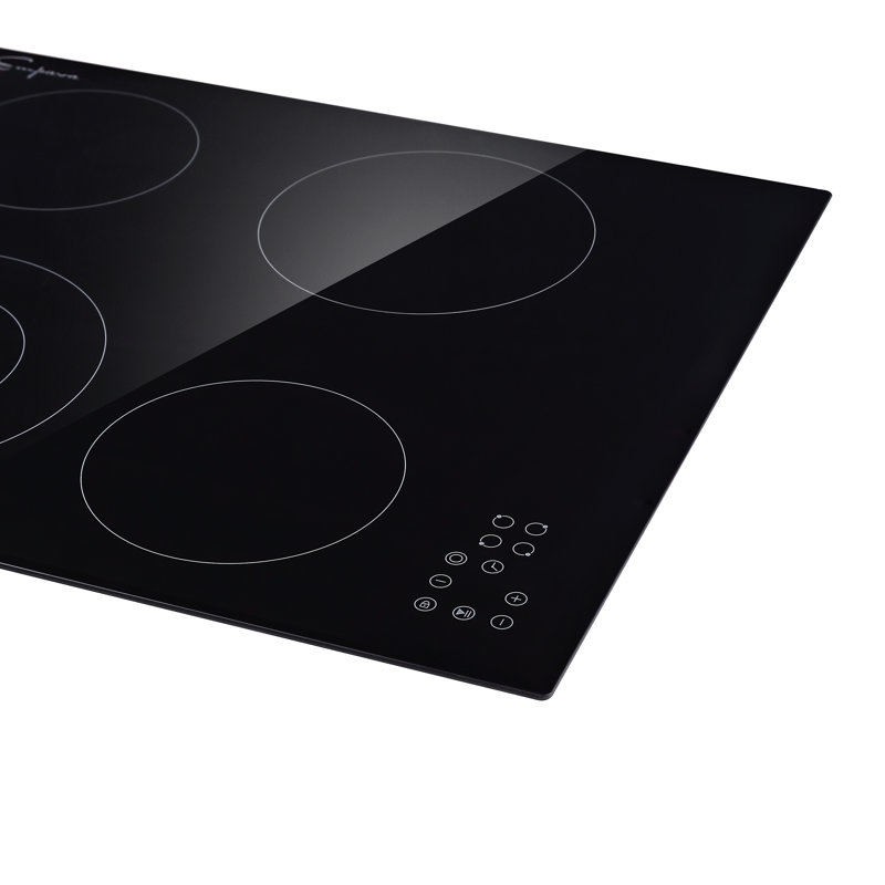 Plaque de cuisson électrique 23,23 po, 4 éléments, verrou de sécurité pour enfant, minuterie 1-99 minutes, noir