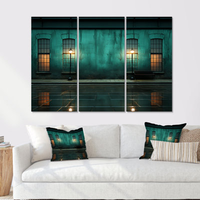 Turquoise, crépuscule, photographie industrielle II - ensemble d'art mural usines
