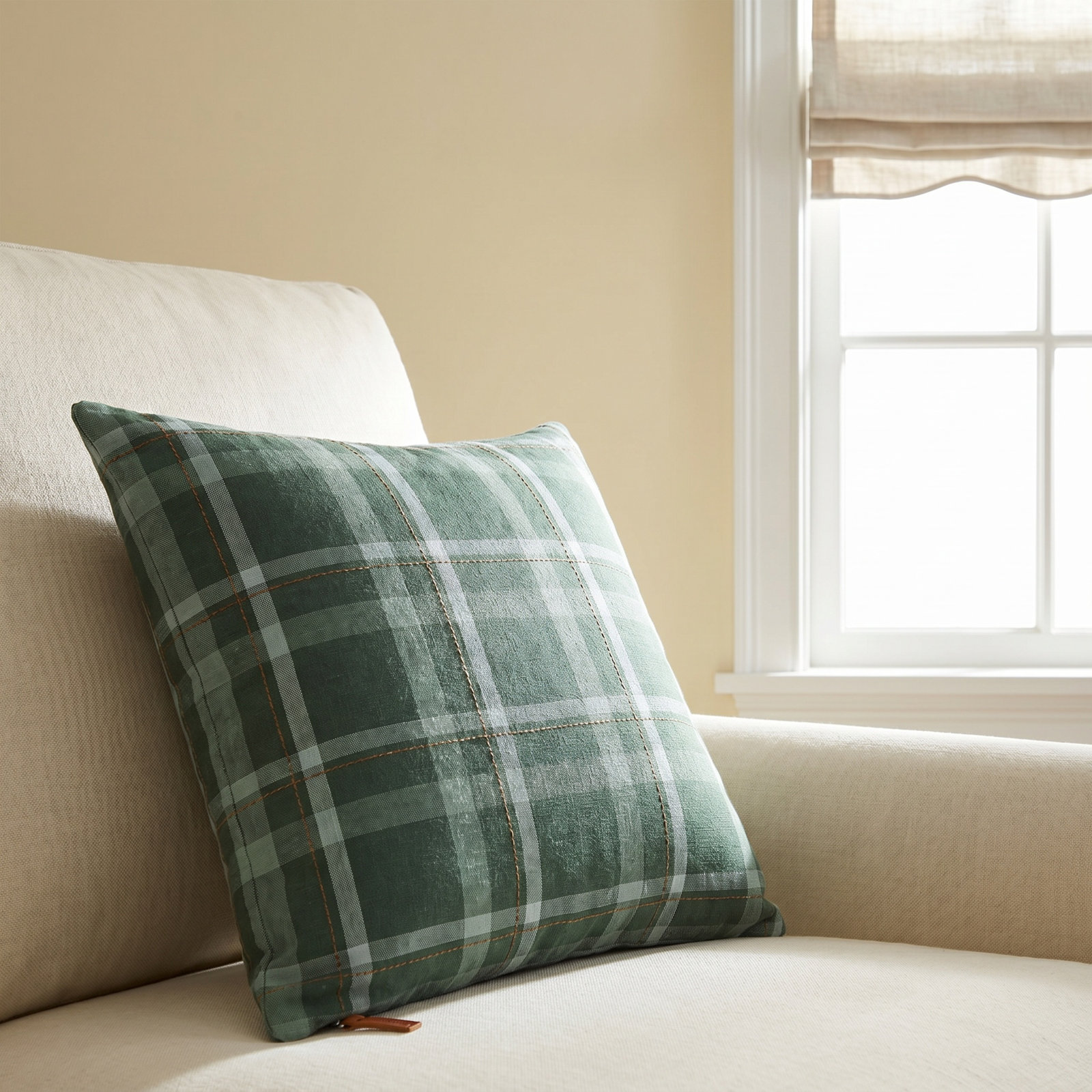 Chris Loves Julia x Loloi 18" Cotton Pillow Cover, Green