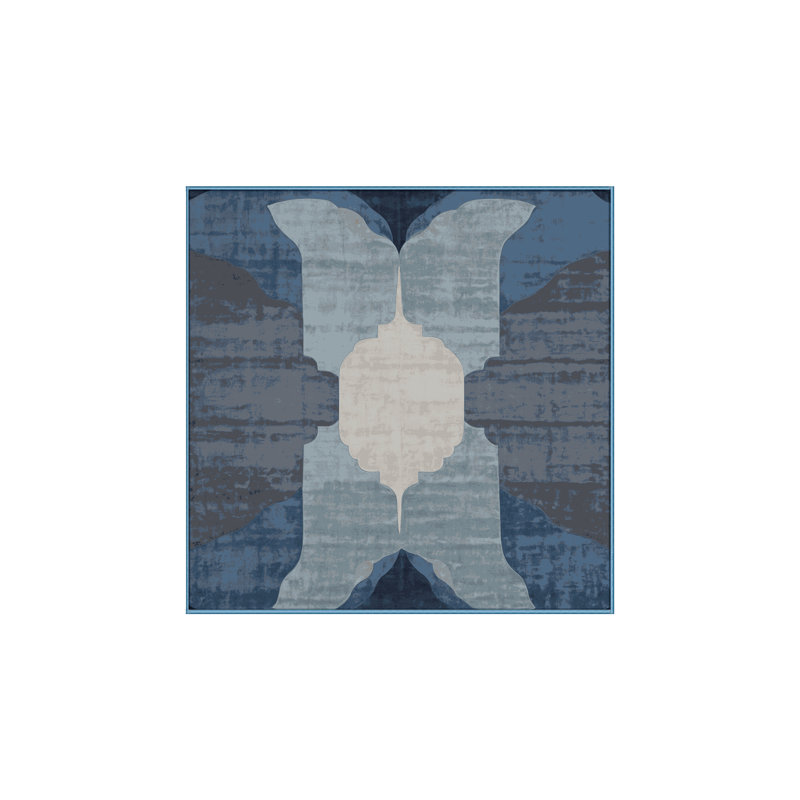 Tapis bleu lavable à la machine, Carré 4 pi