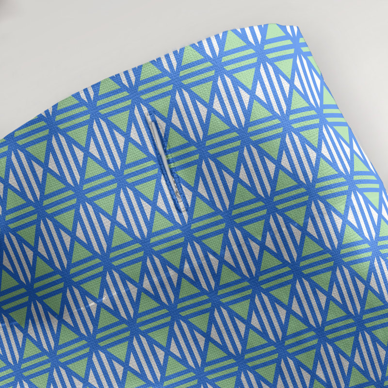 Rideau de douche simple à motif de losanges doublé classique, Bleu / vert / blanc