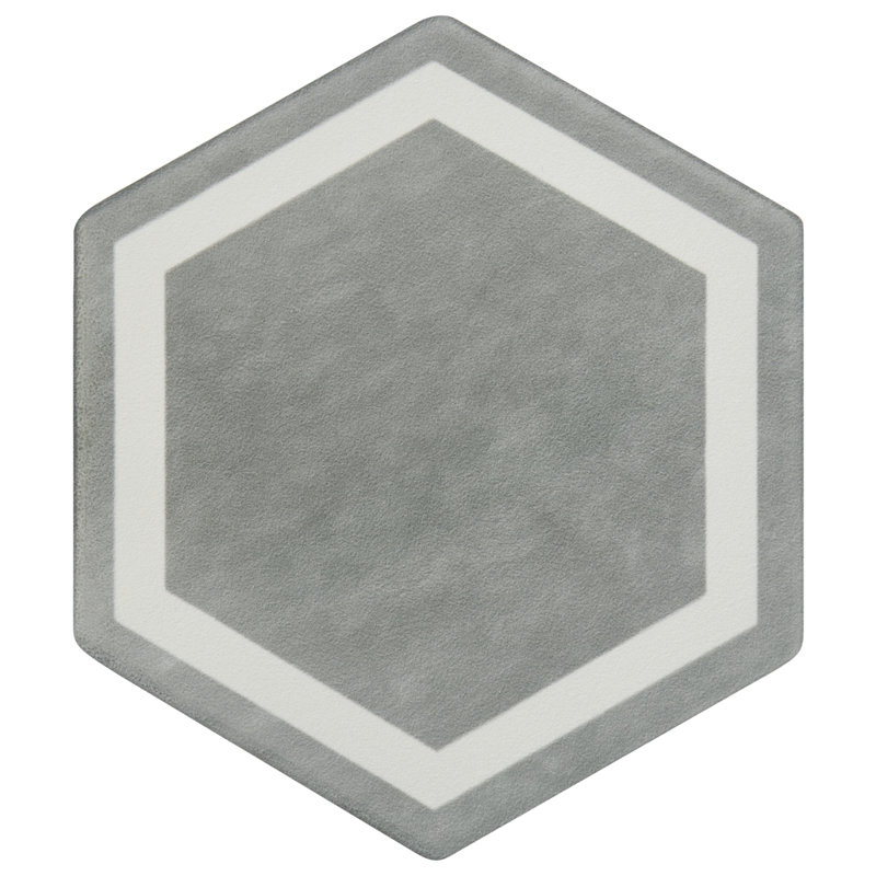 Carrelage géométrique à motif de plancher en porcelaine à motif géométrique 6 po x 7 po, Nid d'abeille gris foncé