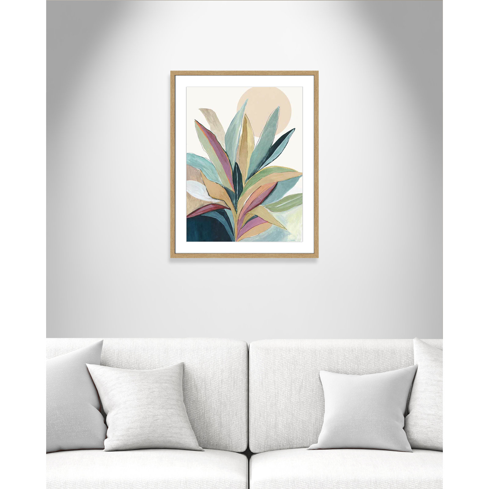 Sherbrooke Sunny Bright Leaves I by Asia Jensen Print, No Mat, Natural Woodgrain Single Picture Frame