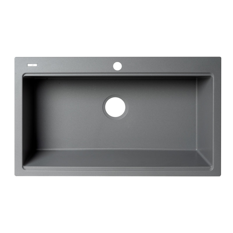 34'' L Single Bowl Granite Kitchen Sink, Titanium