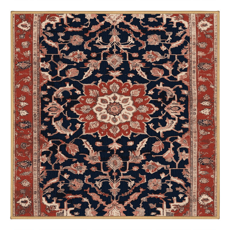Machine Washable Persian Brown Area Rug, Square 4'