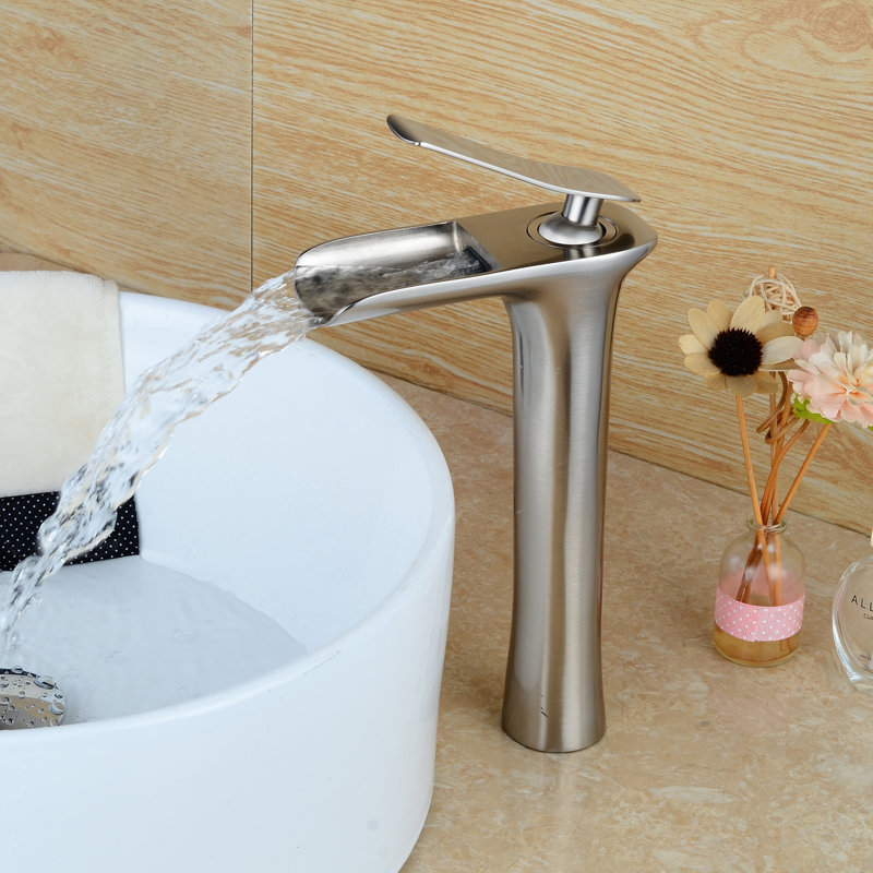 Single-Hole Single-handle Bathroom Faucet with Drain Assembly, Brushed Nickel