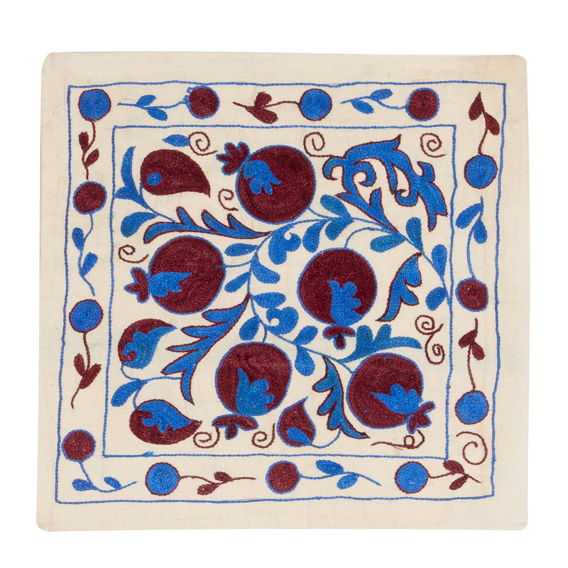 Housse de coussin en soie brodée moderne, nouveau coussin en dentelle, coussin décoratif fait à la main. 19 x 19 po
