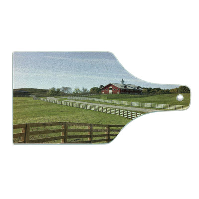 Ambesonne Farm House Tempered Glass Cutting Board Rural Country House Multicolor