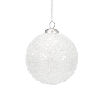 Ornement boule blanche suspendue (paquet de 6)