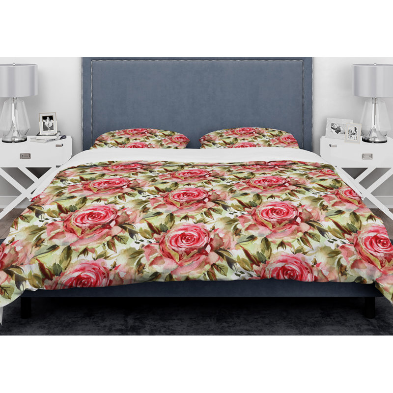 Housse de couette en microfibre rouge / verte, Housse de couette très grand + 2 taies décoratives