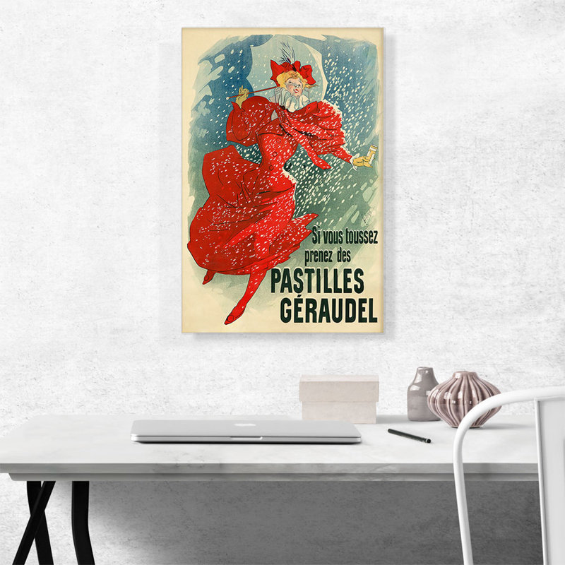 " Pastilles Geraudel " by Jules Cheret, 26" H x 18" W x 0.75" D