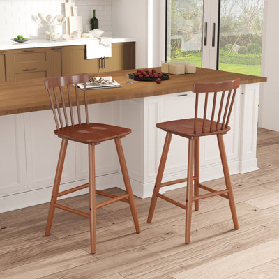 38.5" H Solid Wood Slat Back Counter Stool