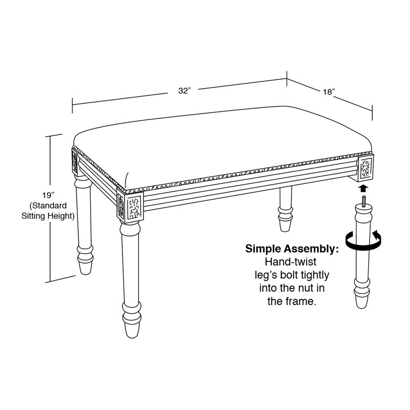 Banc de rangement rembourré Teja, Caramel