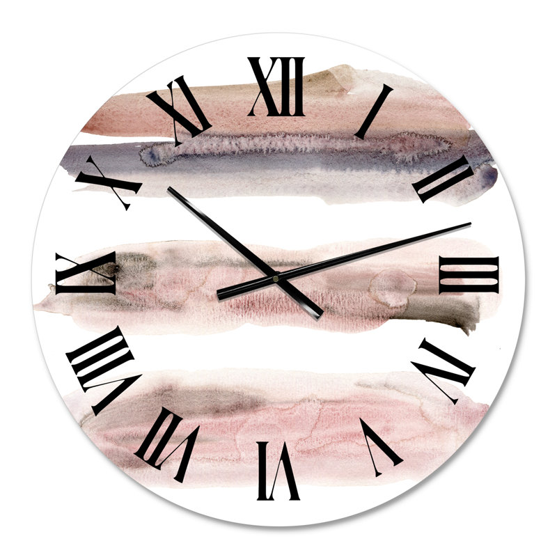 Nuage rose et bleu avec taches beiges II - horloge murale moderne, Petit